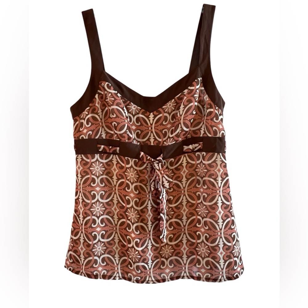 Ann Taylor Loft Petites Brown Print Sleeveless Polyester Blouse Size 4P